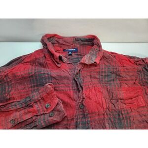 Croft‎ & Barrow Mens Plaid Flannel Button Down Shirt Medium Red Casual LS